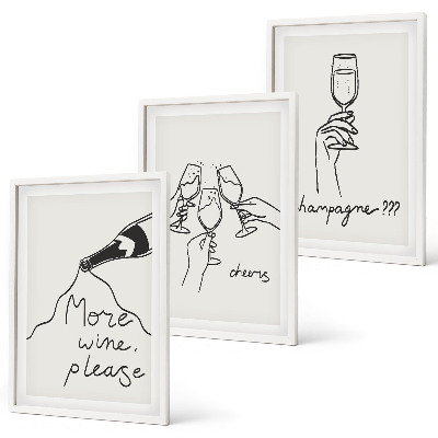 Composizione di quadri Illustrazione stilizzata del vino champagne