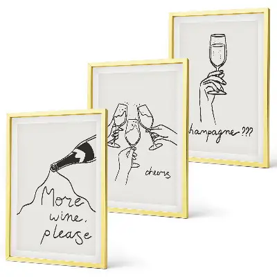 Composizione di quadri con illustrazione stilizzata di champagne