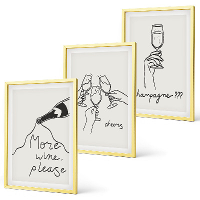 Composizione di quadri Illustrazione stilizzata del vino champagne
