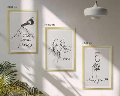Composizione di quadri Illustrazione stilizzata del vino champagne