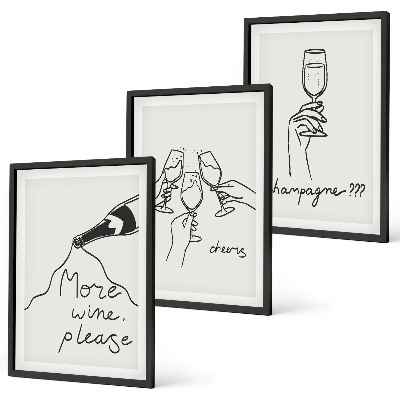 Composizione di quadri Illustrazione stilizzata del vino champagne