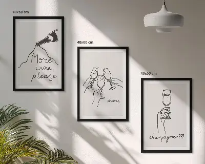 Composizione di quadri con illustrazione stilizzata di champagne