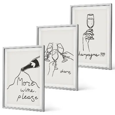 Composizione di quadri con illustrazione stilizzata di champagne