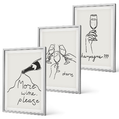 Composizione di quadri Illustrazione stilizzata del vino champagne