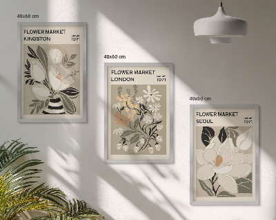 Set di quadri incorniciati Fiori retrò provenienti da città di tutto il mondo