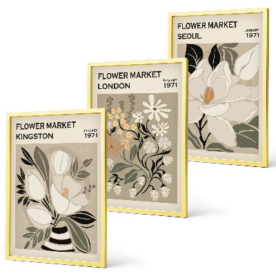 Set di quadri incorniciati Fiori retrò provenienti da città di tutto il mondo
