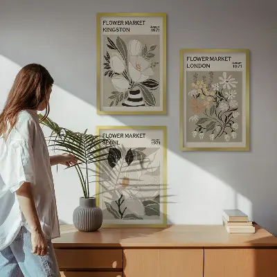 Set di quadri incorniciati fiori dal design retrò ispirati alle città del mondo