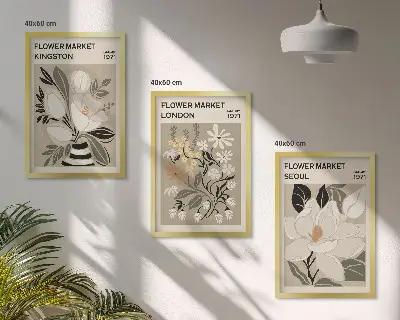 Set di quadri incorniciati fiori dal design retrò ispirati alle città del mondo