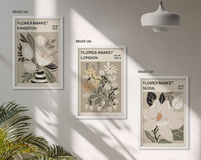 Set di quadri incorniciati Fiori retrò provenienti da città di tutto il mondo