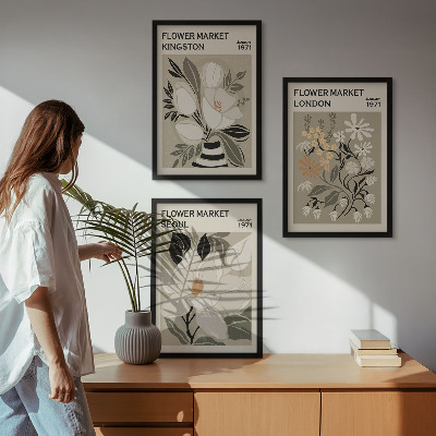 Set di quadri incorniciati Fiori retrò provenienti da città di tutto il mondo
