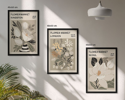 Set di quadri incorniciati Fiori retrò provenienti da città di tutto il mondo