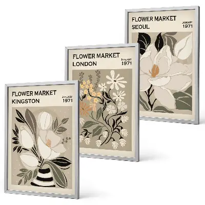 Set di quadri incorniciati fiori dal design retrò ispirati alle città del mondo