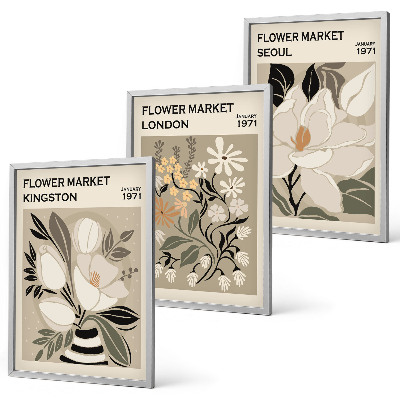 Set di quadri incorniciati Fiori retrò provenienti da città di tutto il mondo