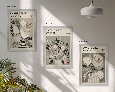 Set di 3 quadri Composizioni floreali in stile retrò