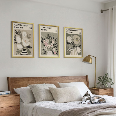 Set di 3 quadri Composizioni floreali in stile retrò