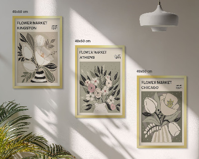 Set di 3 quadri Composizioni floreali in stile retrò