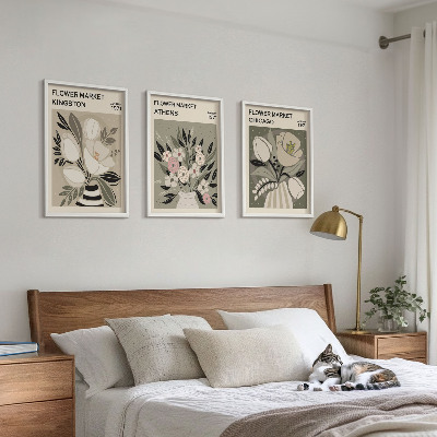Set di 3 quadri Composizioni floreali in stile retrò