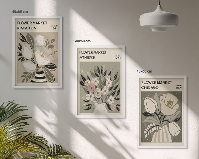 Set di 3 quadri Composizioni floreali in stile retrò