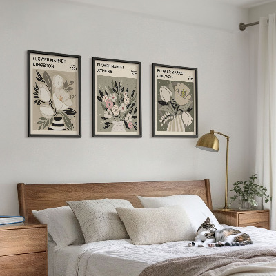 Set di 3 quadri Composizioni floreali in stile retrò