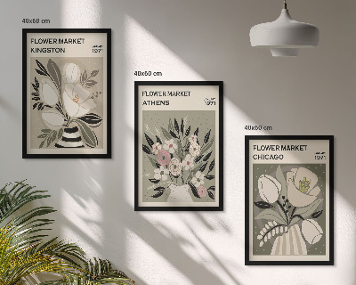 Set di 3 quadri Composizioni floreali in stile retrò