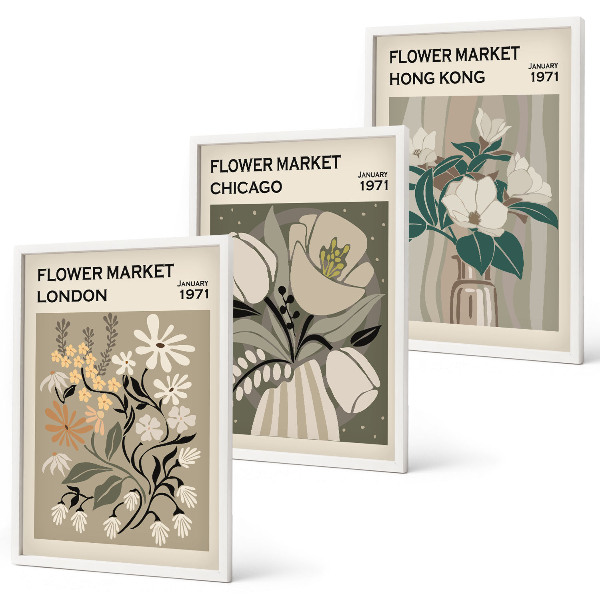 Composizione di quadri Fiere dei fiori Londra Chicago Hong Kong