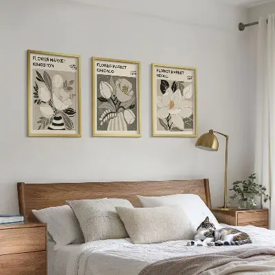Set di quadri incorniciati motivo Fiori con design retrò Kingston Seoul Chicago
