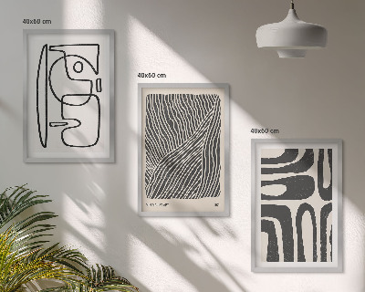 Set di 3 quadri Motivi astratti, linee e texture