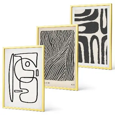 Set di 3 quadri con motivi astratti, linee e texture