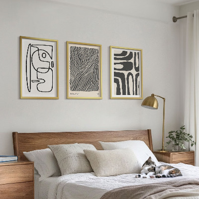 Set di 3 quadri Motivi astratti, linee e texture