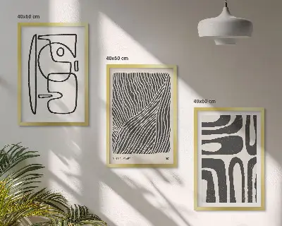 Set di 3 quadri con motivi astratti, linee e texture