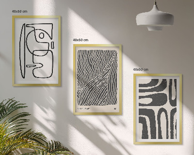 Set di 3 quadri Motivi astratti, linee e texture