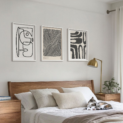 Set di 3 quadri Motivi astratti, linee e texture
