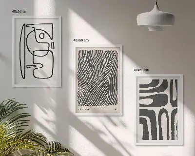 Set di 3 quadri con motivi astratti, linee e texture