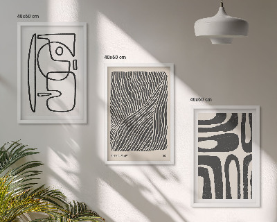 Set di 3 quadri Motivi astratti, linee e texture