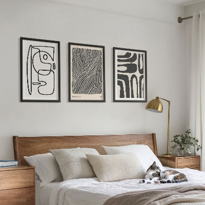 Set di 3 quadri Motivi astratti, linee e texture