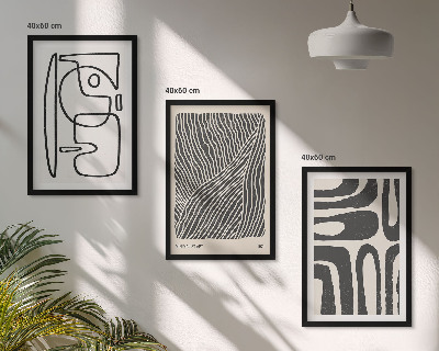 Set di 3 quadri Motivi astratti, linee e texture