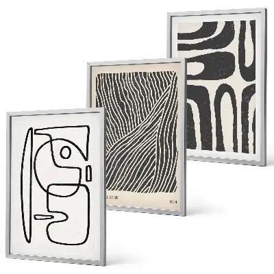 Set di 3 quadri con motivi astratti, linee e texture