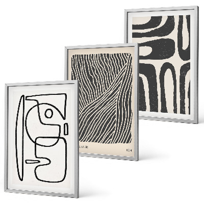 Set di 3 quadri Motivi astratti, linee e texture
