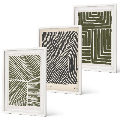 Composizione di quadri Motivi linee forme verde