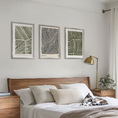 Composizione di quadri Motivi linee forme verde