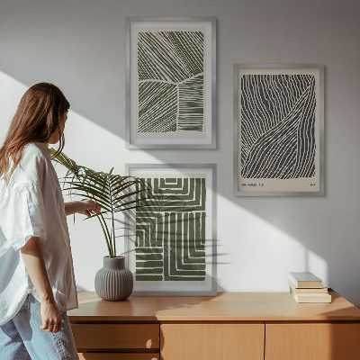 Composizione di quadri Motivi linee forme verde