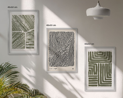 Composizione di quadri Motivi linee forme verde