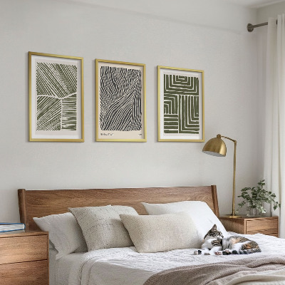 Composizione di quadri Motivi linee forme verde