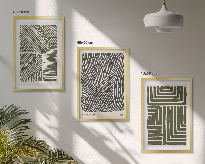 Composizione di quadri Motivi linee forme verde