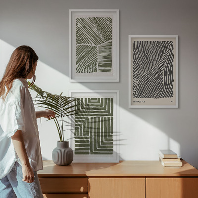 Composizione di quadri Motivi linee forme verde
