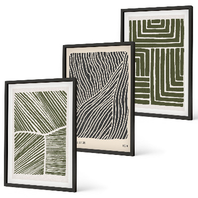 Composizione di quadri Motivi linee forme verde