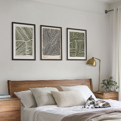Composizione di quadri Motivi linee forme verde
