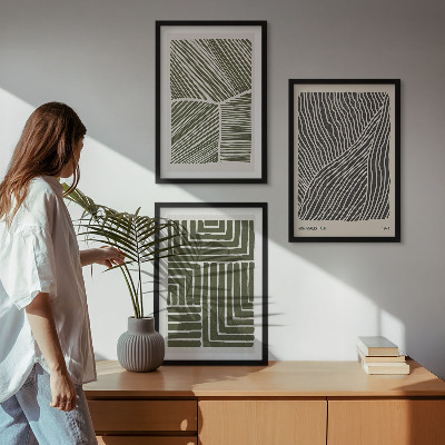 Composizione di quadri Motivi linee forme verde