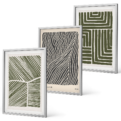 Composizione di quadri Motivi linee forme verde