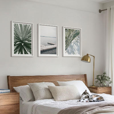 Set di quadri incorniciati ponte di legno con foglie di palma